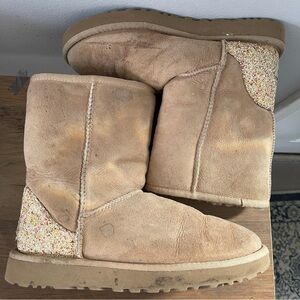 UGG Tan Suede Boots with glitter